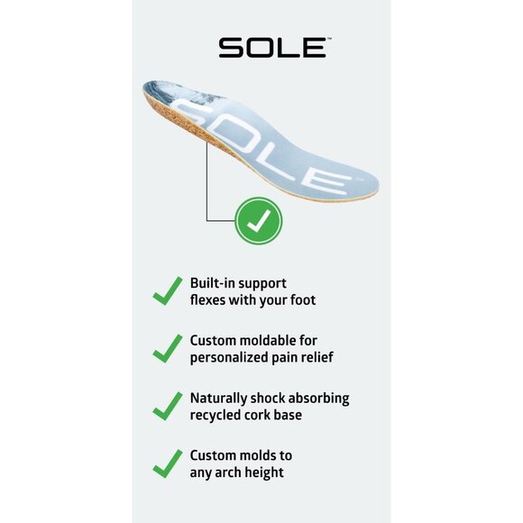 SOLE Performance Thin Shoe Insoles – Orthotic Arch Support Inserts Men's Size 8/ - Picture 3 of 4